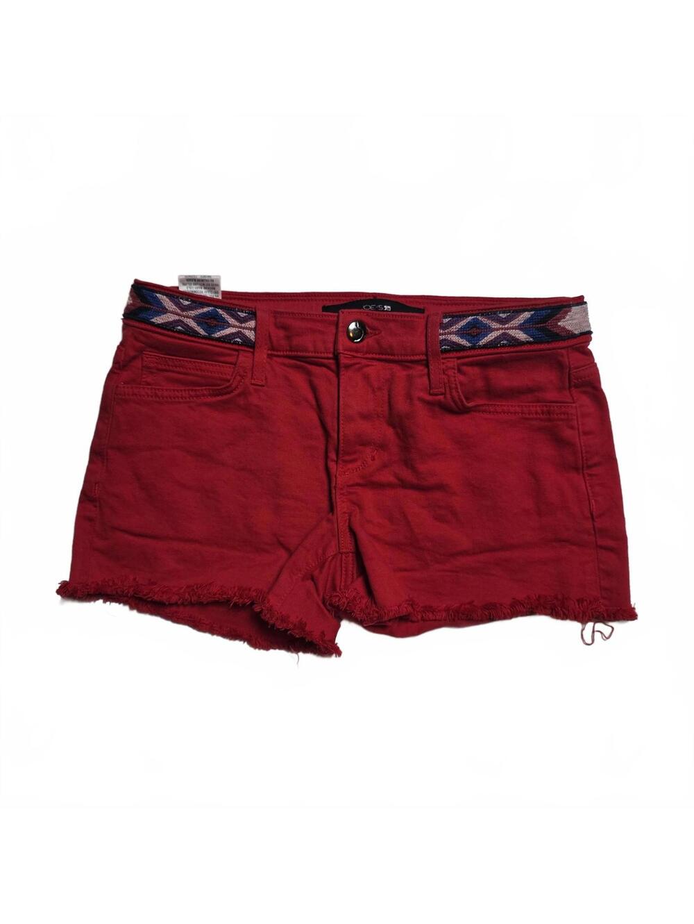 Joe's Jeans Red Denim Shorts with Patterned Belt Size 26
